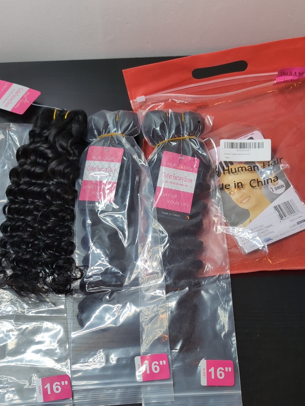 16 Inch Bundles 12a Deep Wave Human Hair Sew In Extensions Natural Black 300 G